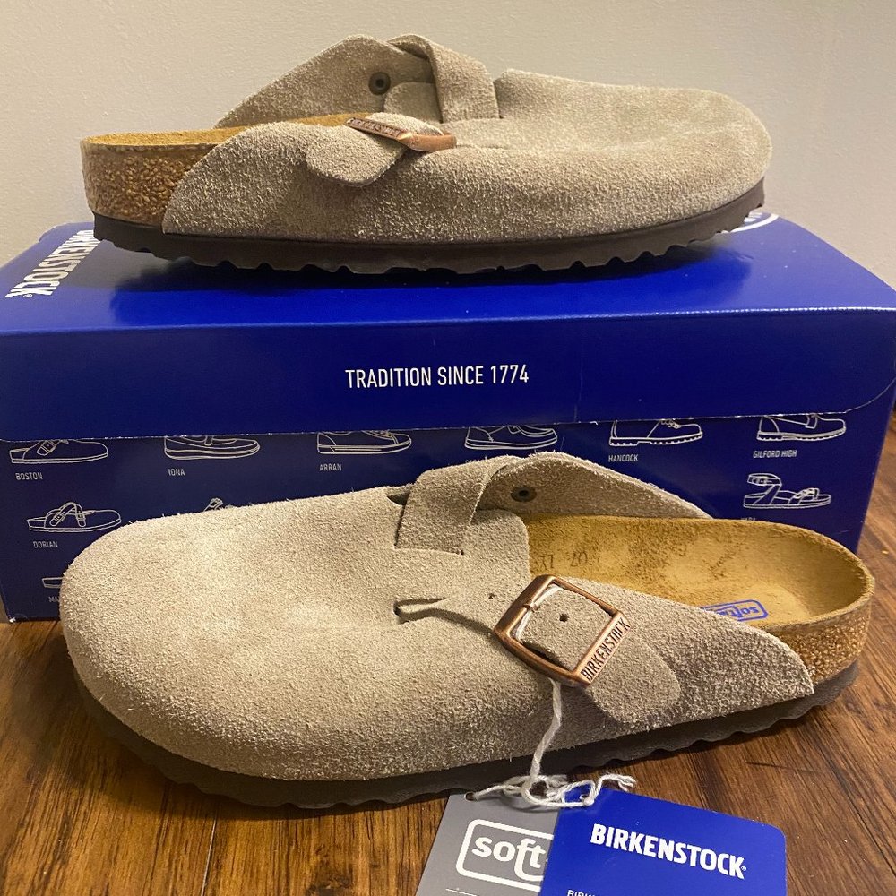 Birkenstock Boston Taupe Suede Size 37